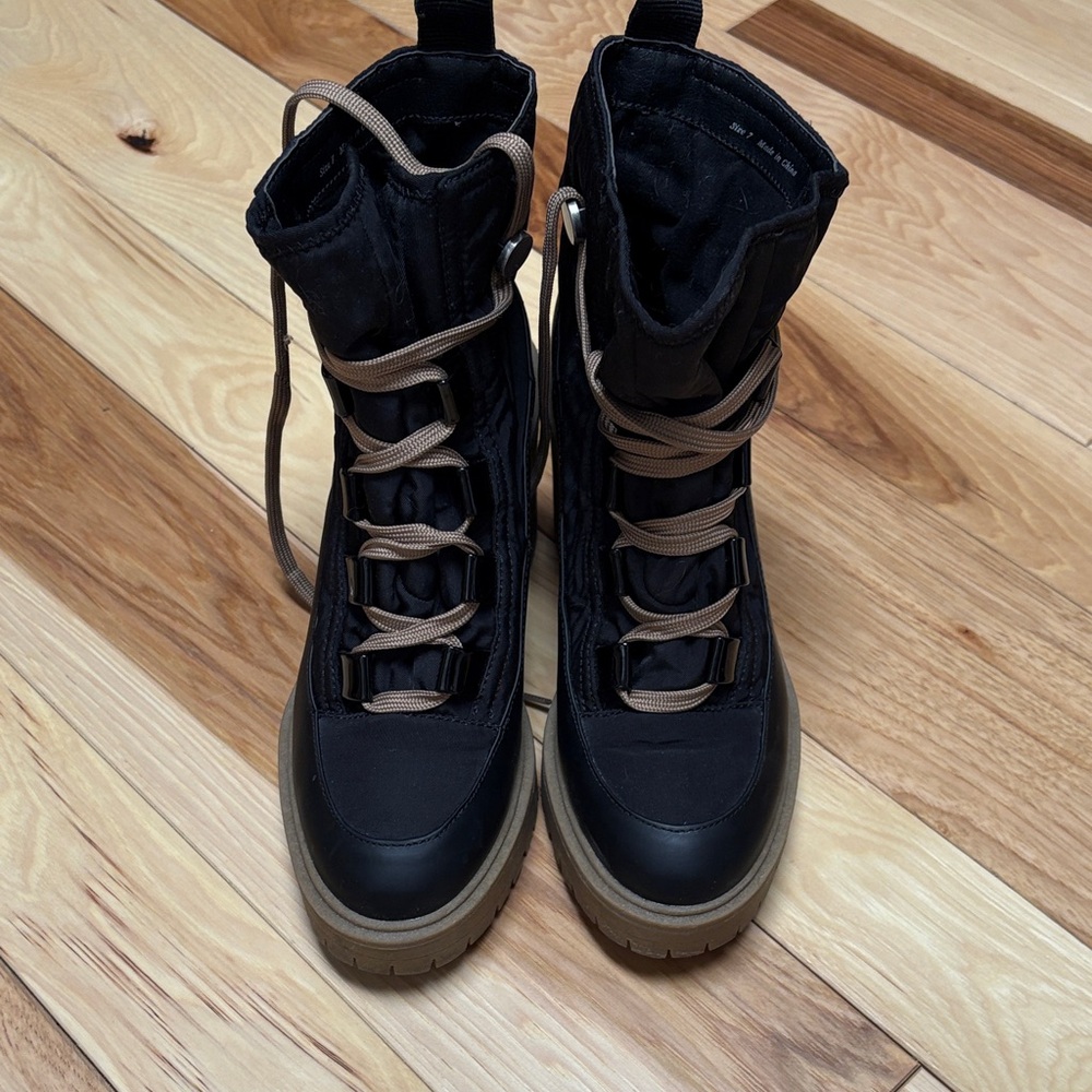 Dolce Vita Black and Tan Lace Up Boots